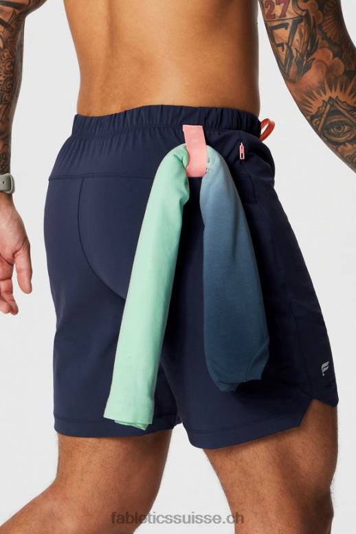 Hommes celui court (doublé) 140 B0B6R3175 bleu marine profond/multi spraydient Fabletics