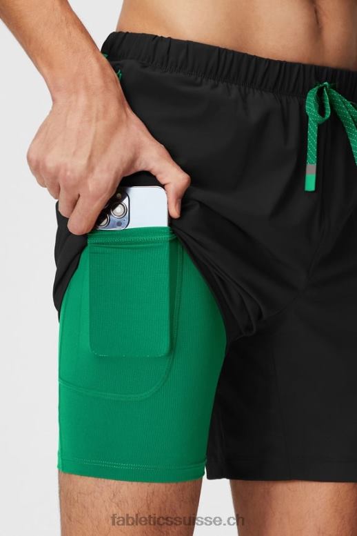 Hommes celui court (doublé) 141 B0B6R3181 noir/vert herbe Fabletics