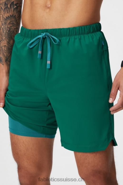 Hommes celui court (doublé) 142 B0B6R3185 vert de parcours Fabletics