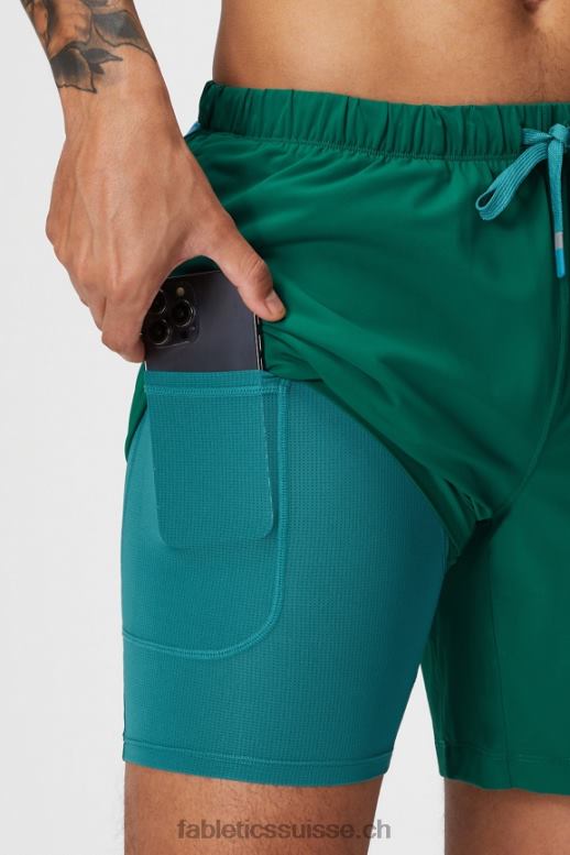 Hommes celui court (doublé) 142 B0B6R3185 vert de parcours Fabletics