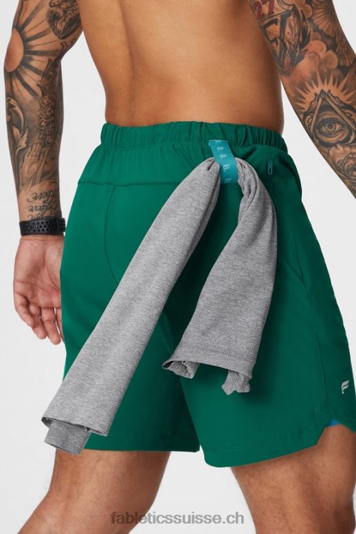 Hommes celui court (doublé) 142 B0B6R3185 vert de parcours Fabletics