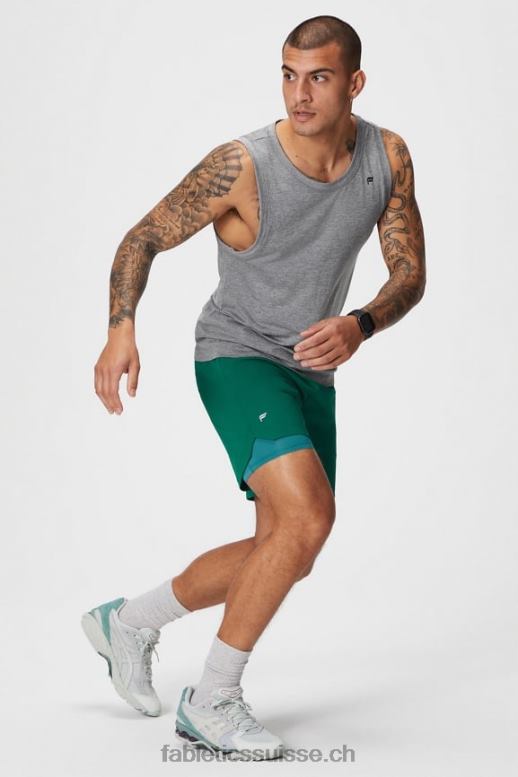 Hommes celui court (doublé) 142 B0B6R3185 vert de parcours Fabletics