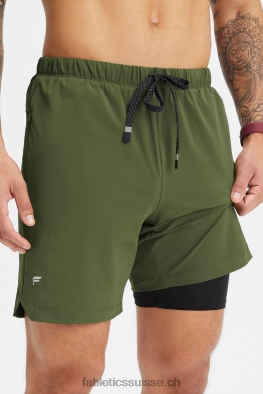 Hommes celui court (doublé) 143 B0B6R3188 mousse noire Fabletics