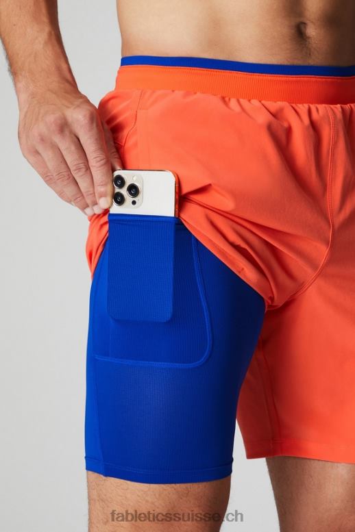 Hommes le fondamental court ii (linéaire) 132 B0B6R3124 orange passion Fabletics
