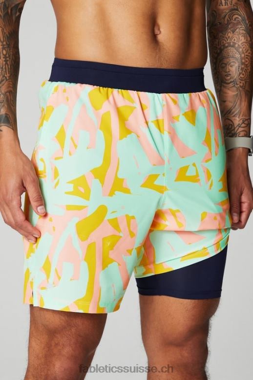 Hommes le fondamental court ii (linéaire) 134 B0B6R3132 Peach Kiss Organic Blobs Fabletics