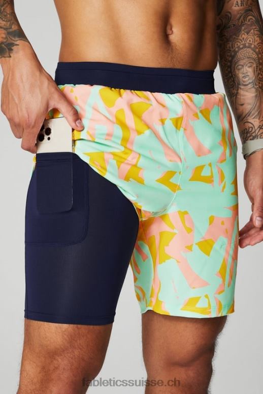 Hommes le fondamental court ii (linéaire) 134 B0B6R3132 Peach Kiss Organic Blobs Fabletics