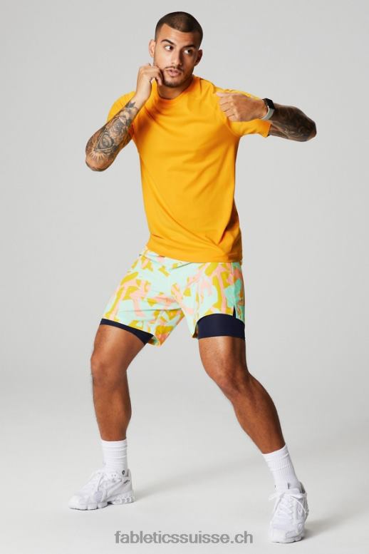 Hommes le fondamental court ii (linéaire) 134 B0B6R3132 Peach Kiss Organic Blobs Fabletics