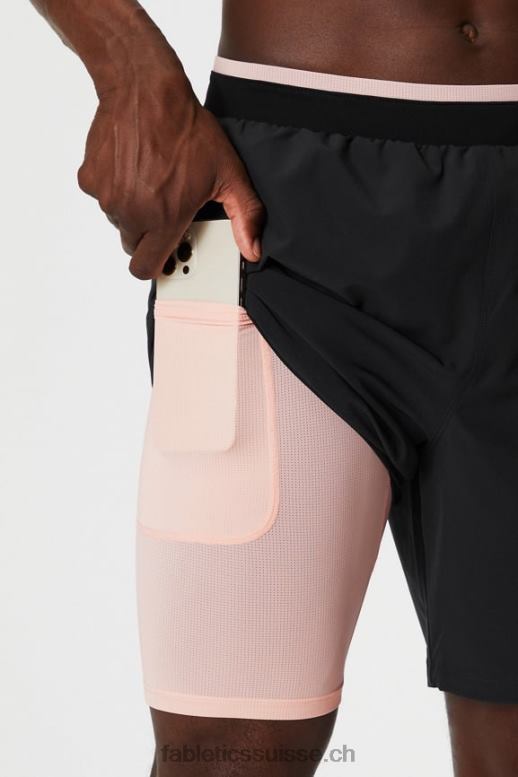 Hommes le fondamental court ii (linéaire) 134 B0B6R3133 crème au beurre noir/rose Fabletics