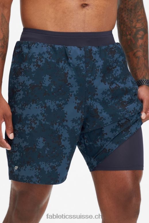 Hommes le fondamental court ii (linéaire) 138 B0B6R3156 camo bleu marine classique Fabletics