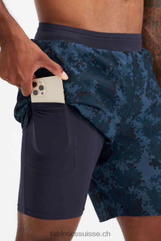 Hommes le fondamental court ii (linéaire) 138 B0B6R3156 camo bleu marine classique Fabletics