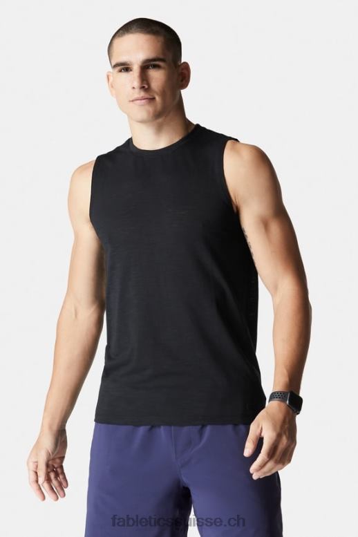Hommes le t-shirt sans manches au premier rang B0B6R3401 noir Fabletics