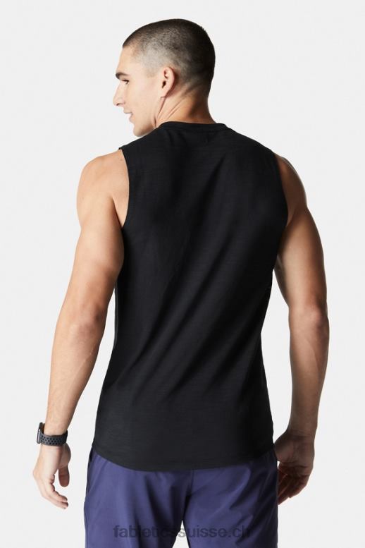 Hommes le t-shirt sans manches au premier rang B0B6R3401 noir Fabletics