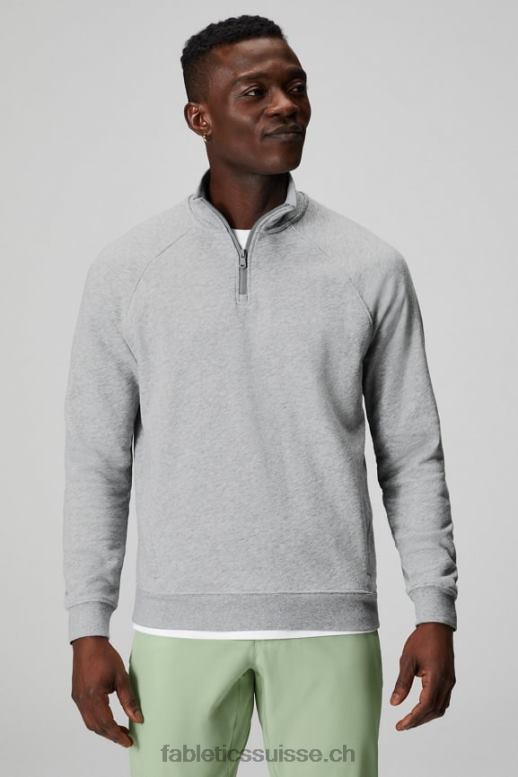 Hommes la fermeture éclair 1/4 légère B0B6R3576 gris chiné classique Fabletics