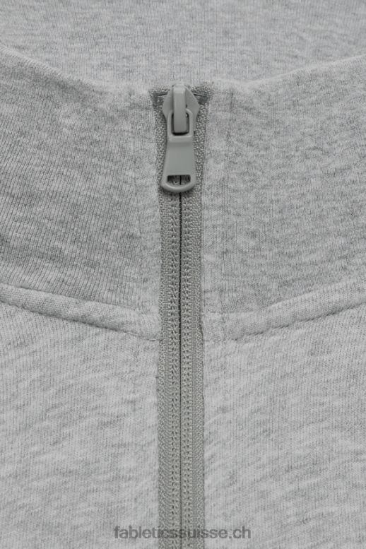 Hommes la fermeture éclair 1/4 légère B0B6R3576 gris chiné classique Fabletics