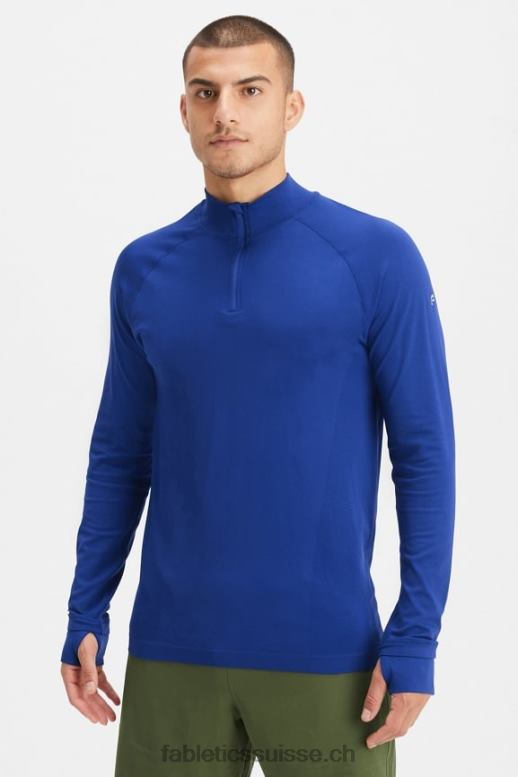 Hommes la journée d'entrainement 1/4 zip B0B6R3592 bleu français Fabletics