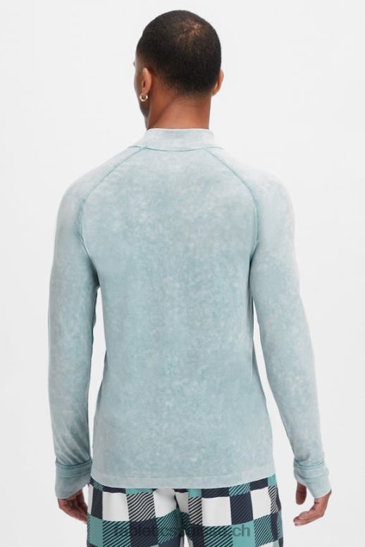 Hommes la journée d\'entrainement 1/4 zip B0B6R3594 vague arctique lavée Fabletics