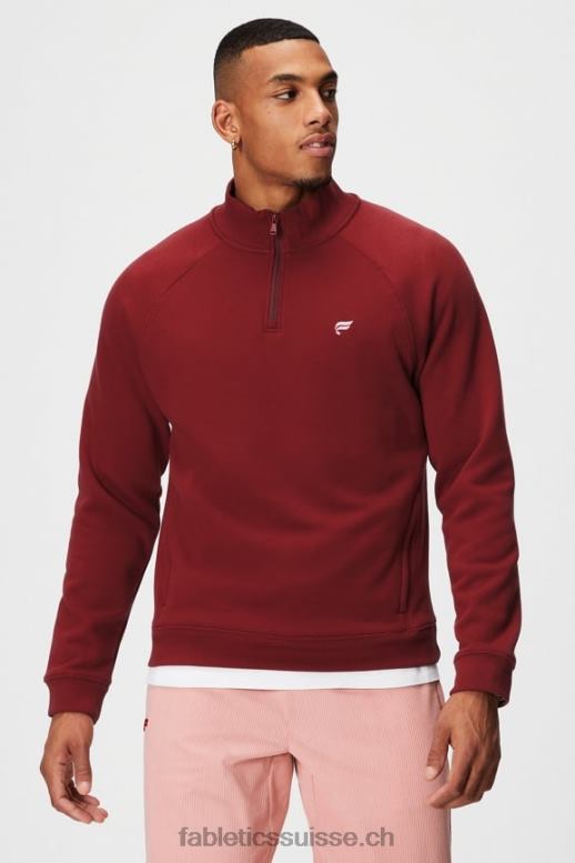 Hommes le go-to 1/4 zip 186 B0B6R3603 rouge adrénaline Fabletics