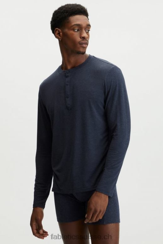 Hommes le henley en tricot restauré B0B6R3628 marine classique Fabletics