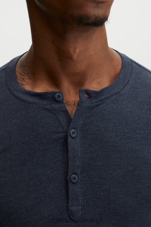 Hommes le henley en tricot restauré B0B6R3628 marine classique Fabletics