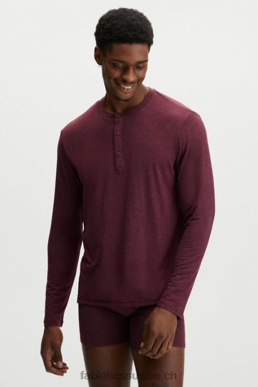 Hommes le henley en tricot restauré B0B6R3629 merlot Fabletics