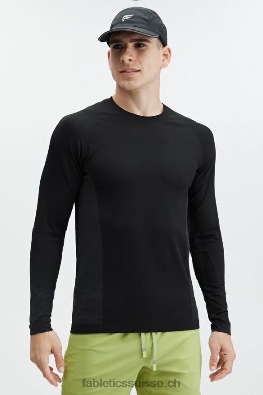 Hommes le t-shirt à manches longues de la journée d'entraînement B0B6R3560 noir Fabletics