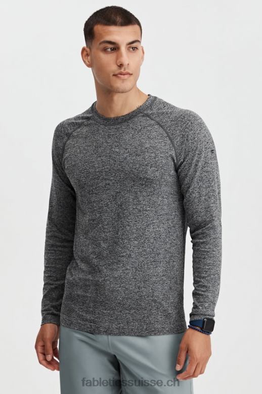 Hommes le t-shirt à manches longues de la journée d'entraînement B0B6R3561 htr gris foncé Fabletics