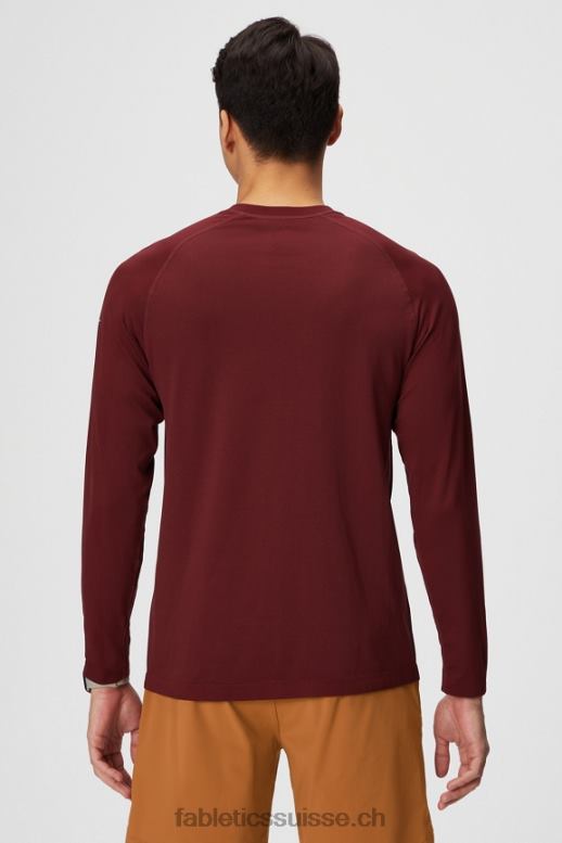 Hommes le t-shirt à manches longues de la journée d\'entraînement B0B6R3563 rouge adrénaline Fabletics