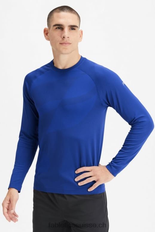 Hommes le t-shirt à manches longues de la journée d'entraînement B0B6R3565 abstrait bleu français f Fabletics