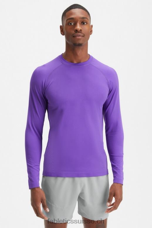 Hommes le t-shirt à manches longues de la journée d'entraînement B0B6R3566 suif violet Fabletics