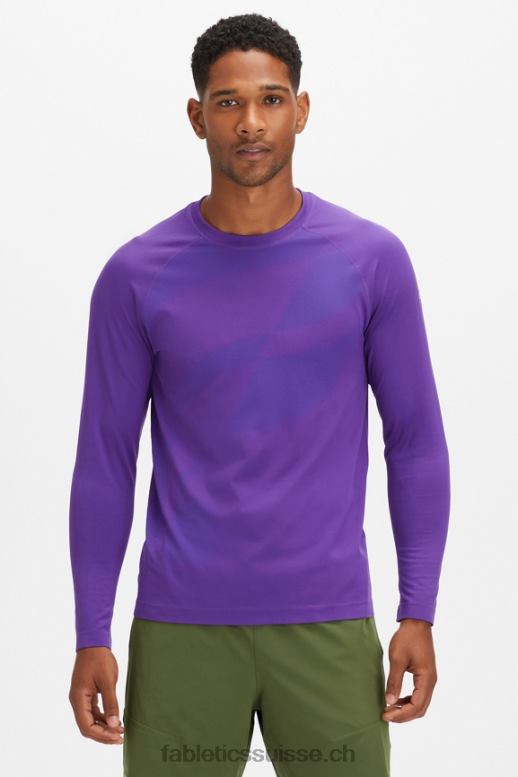 Hommes le t-shirt à manches longues de la journée d'entraînement B0B6R3567 violet foncé abstrait f Fabletics