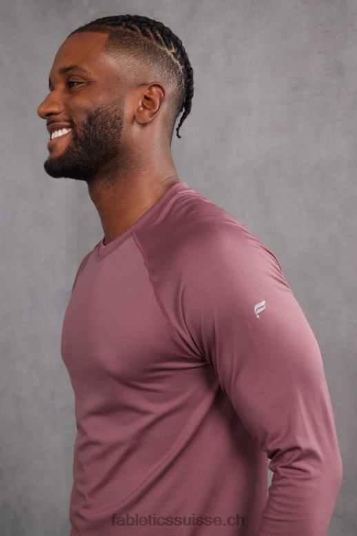 Hommes le t-shirt à manches longues de la journée d'entraînement B0B6R3568 fumée rouge Fabletics