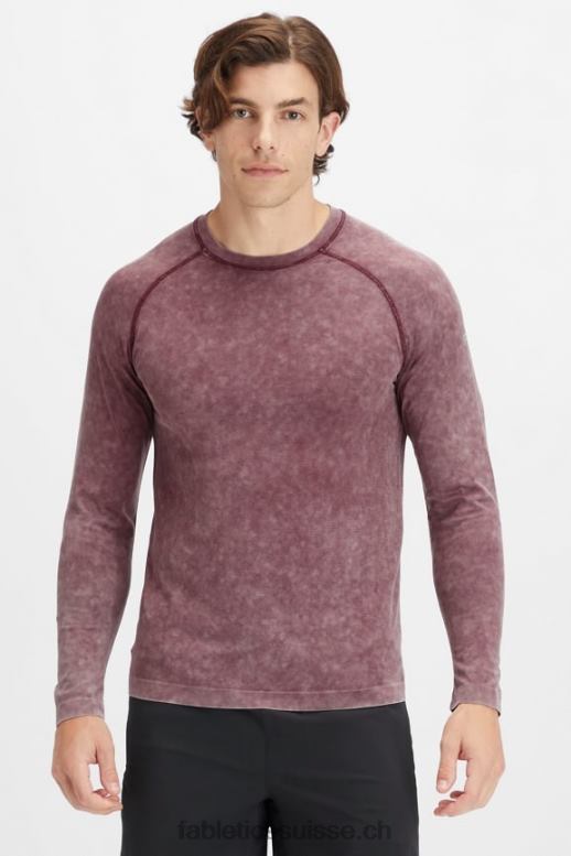 Hommes le t-shirt à manches longues de la journée d'entraînement B0B6R3569 sang de boeuf lavé Fabletics
