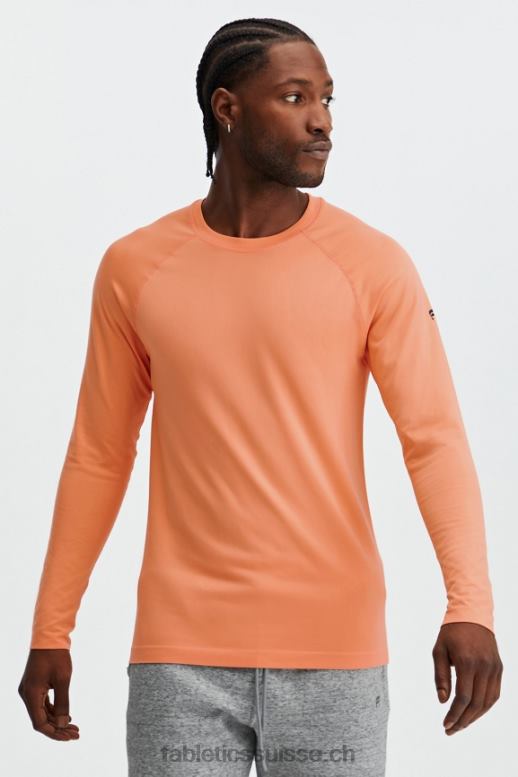 Hommes le t-shirt à manches longues de la journée d'entraînement B0B6R3572 abricot frais Fabletics