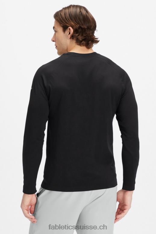 Hommes le t-shirt à manches longues de la journée d\'entraînement B0B6R3573 noir abstrait f Fabletics