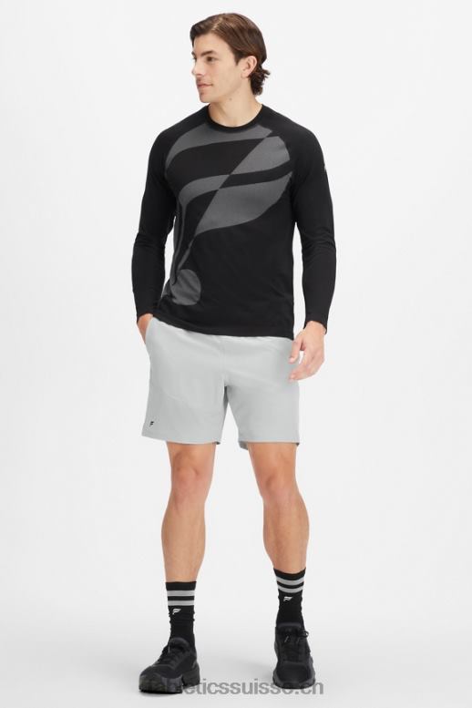 Hommes le t-shirt à manches longues de la journée d\'entraînement B0B6R3573 noir abstrait f Fabletics