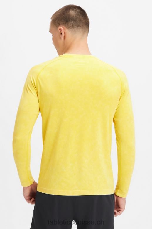 Hommes le t-shirt à manches longues de la journée d\'entraînement B0B6R3574 or du désert lavé Fabletics