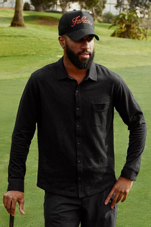 Hommes le tableau de bord à manches longues boutonné B0B6R3579 noir Fabletics