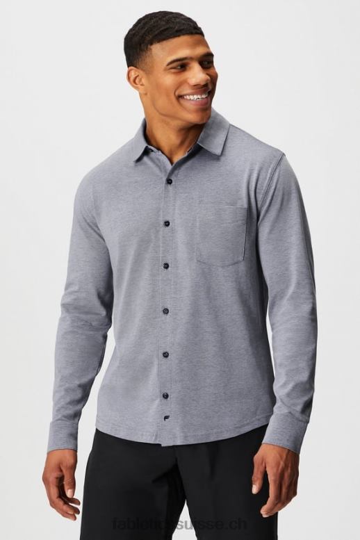 Hommes le tableau de bord à manches longues boutonné B0B6R3580 bruyère bleu marine profond Fabletics