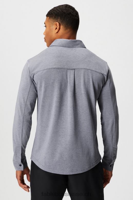 Hommes le tableau de bord à manches longues boutonné B0B6R3580 bruyère bleu marine profond Fabletics
