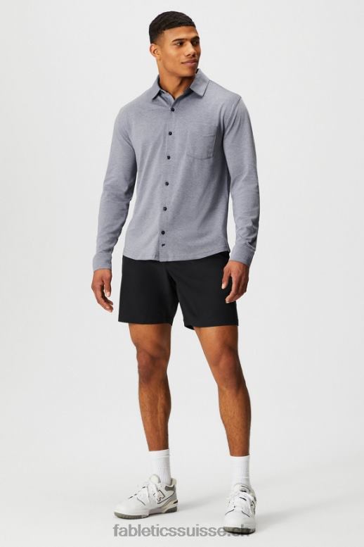 Hommes le tableau de bord à manches longues boutonné B0B6R3580 bruyère bleu marine profond Fabletics