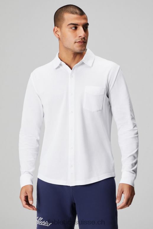 Hommes le tableau de bord à manches longues boutonné B0B6R3581 blanc classique Fabletics