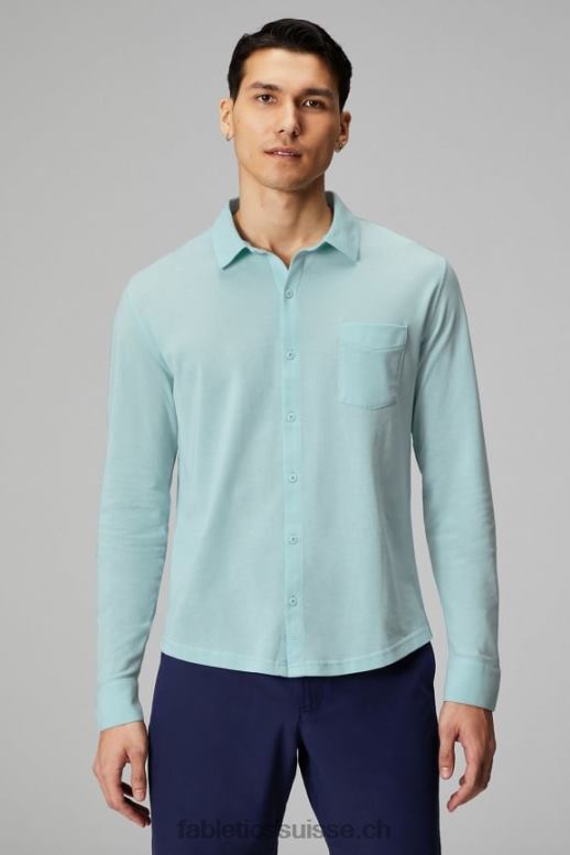 Hommes le tableau de bord à manches longues boutonné B0B6R3582 bleu nordique chiné Fabletics