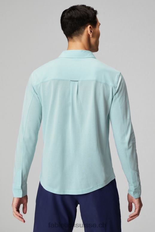 Hommes le tableau de bord à manches longues boutonné B0B6R3582 bleu nordique chiné Fabletics