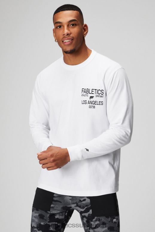 Hommes le tee-shirt r&r ls B0B6R3602 t-shirt blanc Fabletics