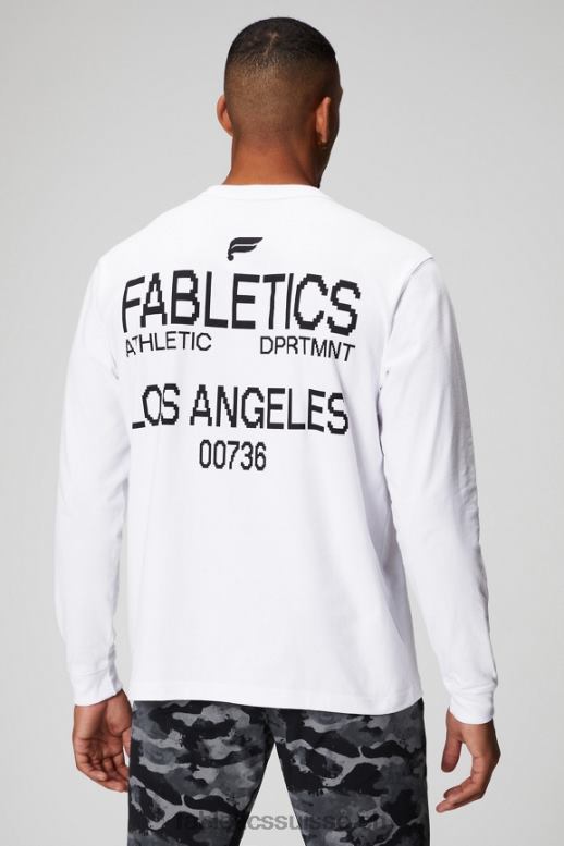 Hommes le tee-shirt r&r ls B0B6R3602 t-shirt blanc Fabletics
