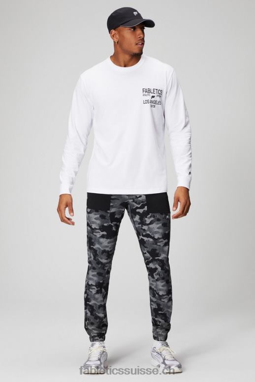 Hommes le tee-shirt r&r ls B0B6R3602 t-shirt blanc Fabletics