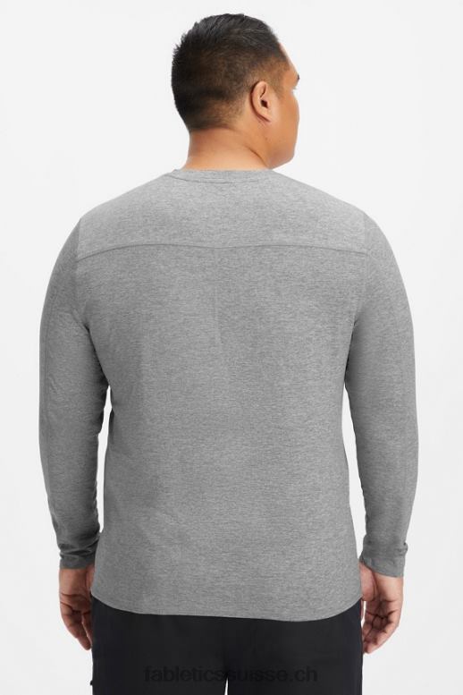 Hommes sous-gommage à manches longues de tous les jours B0B6R3590 gris chiné Fabletics