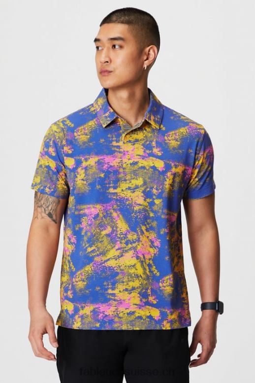 Hommes le polo 24-7 171 B0B6R3424 bruit ambiant jaune coucher de soleil Fabletics