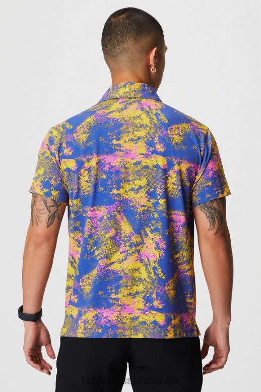 Hommes le polo 24-7 171 B0B6R3424 bruit ambiant jaune coucher de soleil Fabletics