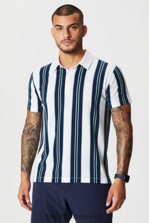 Hommes le polo 24-7 171 B0B6R3426 rayures mulligan marine collégiale Fabletics
